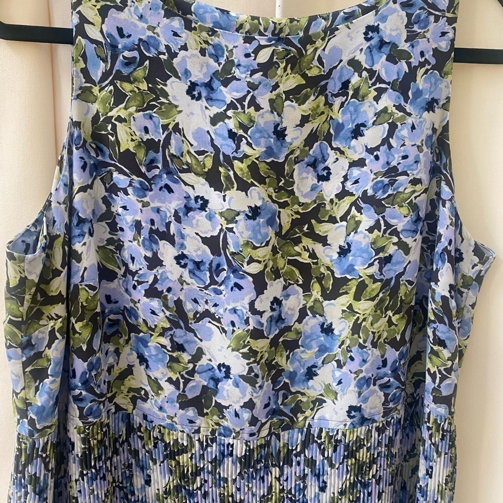 J. Jill Women’s Granite Floral Bloom Accordion Pleated Spring Dress L‎ Petite - Picture 3 of 7